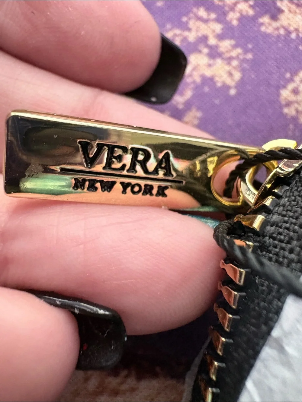 Vera New York Grey Stripe Zip Wallet NWT